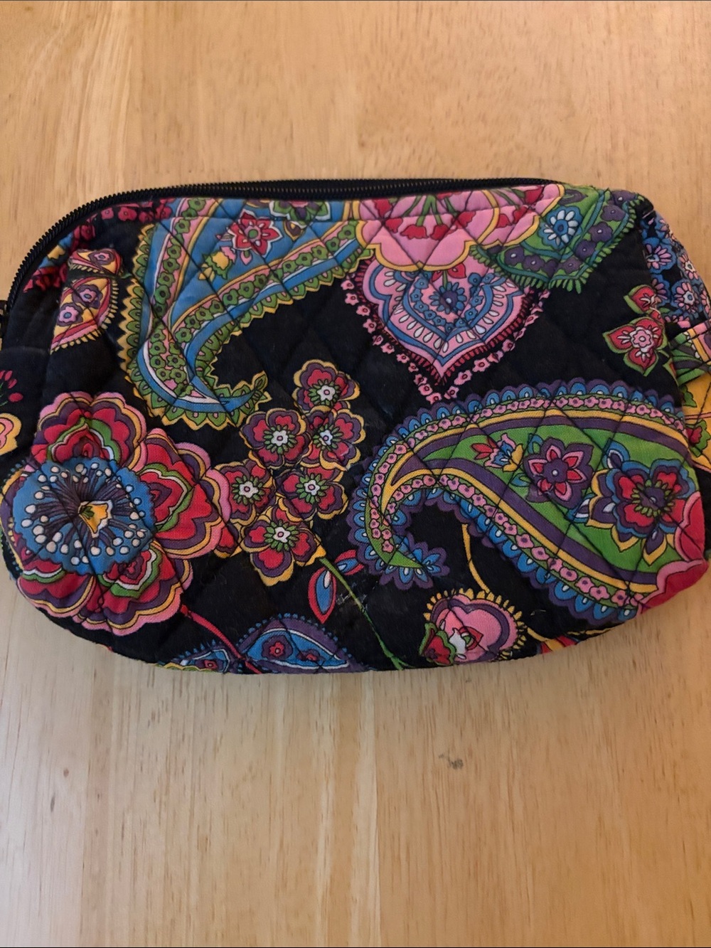 Vera Bradley Black Quilted Paisley & Floral Cosmetic Pouch